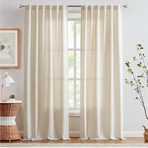 Set of 2 | 95” linen style curtains